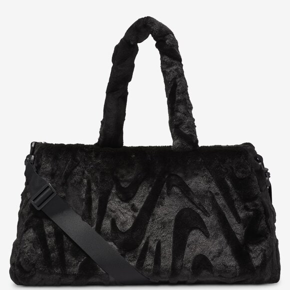 Nike Sportswear Faux Fur Large Duffle Tote Bag Black - Picture 1 of 8